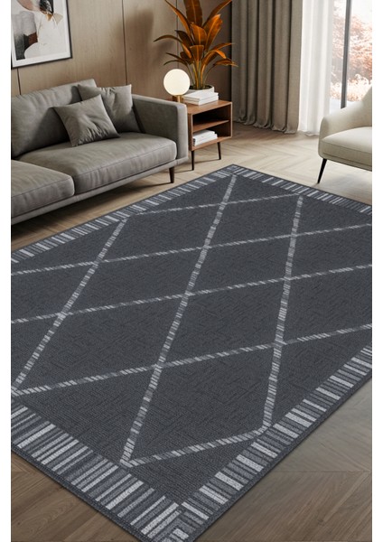 Geometrik Baklava Dilim Desenli Dijital Baskılı Dokuma Kaymaz Tabanlı Yıkanabilir Yazlık Halısı