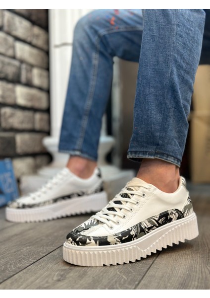 ET0801 Yüksek Taban Siyah Desenli Erkek Spor Ayakkabı fiyatları