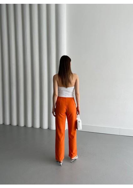 Fermuarlı Orange Keten Pantolon fiyatları