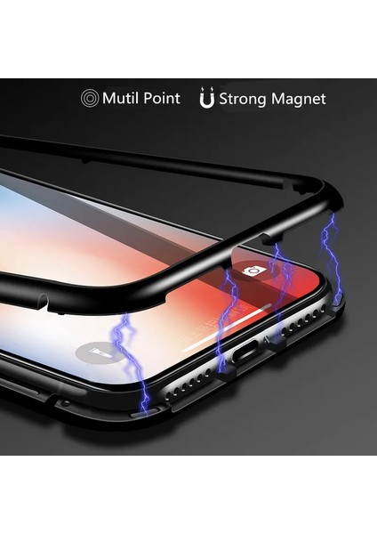 iPhone 7, 8, Se Uyumlu Iki Parça Manyetik Flip Metal Çerçeveli Arkası Camlı Kılıf Koruyucu Kapak fiyatları