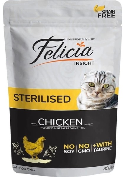 Felicia Tahılsız Tavuklu Pouch Kısırlaştırılmış Konserve Kedi Maması 85 gr