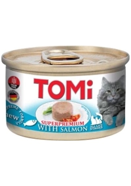 Tomi Kıyılmış Somonlu Tahılsız Yetişkin Konserve Kedi Maması 85 gr