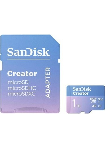 Creator 1tb 190/130MB/S Microsdxc Uhs-I A2 V30 Adaptörlü Hafıza Kartı SDSQXAV-1T00-IN6MS