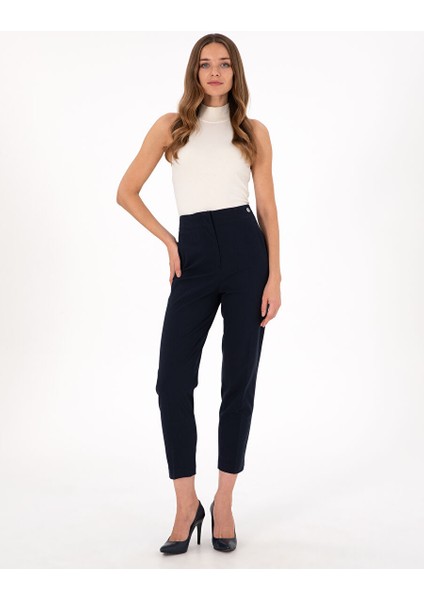 Lacivert Carrot Fit Kumaş Pantolon
