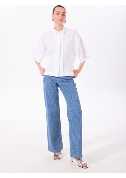 Açık Indigo Kadın Normal Düz Denim Pantolon F5SL-PNT0332 fiyatları