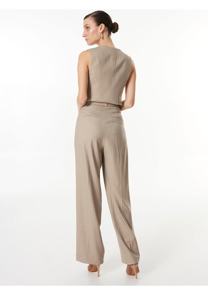 Bej Kadın Bol Kesim Pantolon F4WL-PNT0227 modelleri