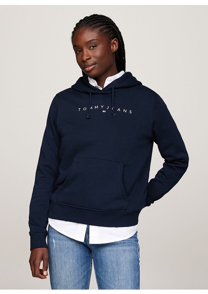 Baskılı Standart Fit Lacivert Kadın Sweatshirt Tjw Reg Lınear Hoodıe fiyatları
