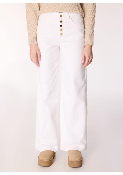 Beyaz Kadın Geniş Fit Düz Denim Pantolon F4WL-PNT W72 modelleri