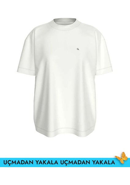 Beyaz Kadın Rahat Düz T-Shirt J20J225113YAF