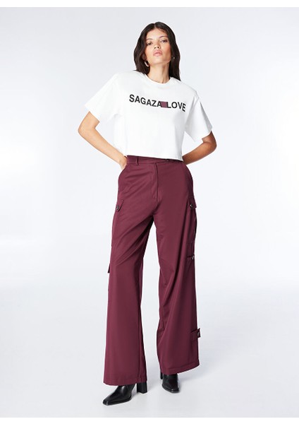 Beyaz Kadın Crop Baskılı T-Shirt SGZB143 fiyatları