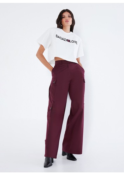 Beyaz Kadın Crop Baskılı T-Shirt SGZB143 fırsatları