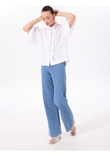 Beyaz Kadın Loose Fit %100 Keten Gömlek F5SL-GML0063 fiyatları