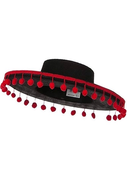 Kırmızı Ponponlu Siyah Renk Çocuk Ispanyol Şapkası fiyatları