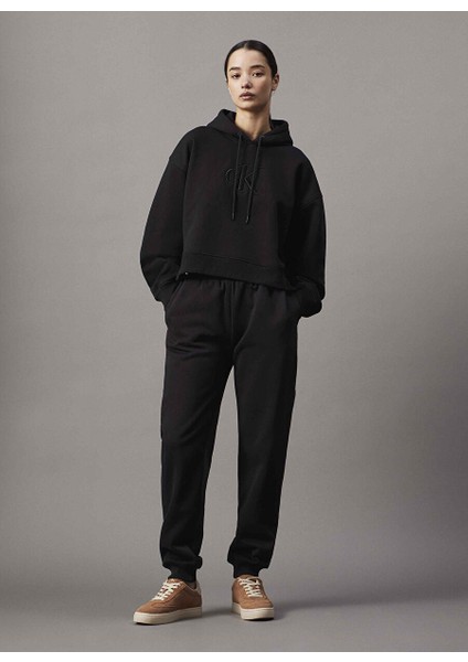 Siyah Kadın Kapüşon Standart Baskılı Sweatshirt J20J224718BEH
