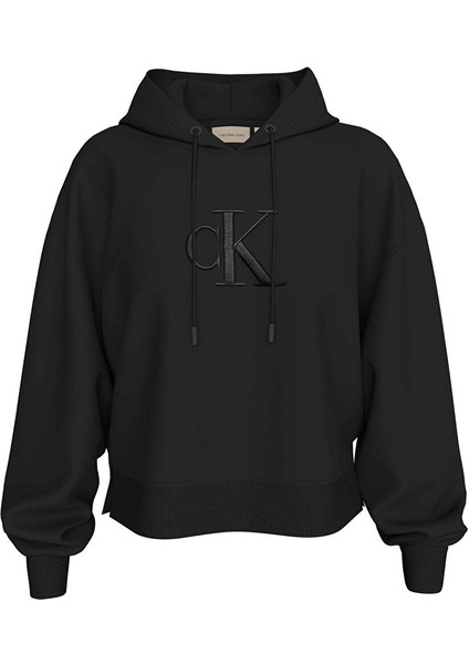 Siyah Kadın Kapüşon Standart Baskılı Sweatshirt J20J224718BEH