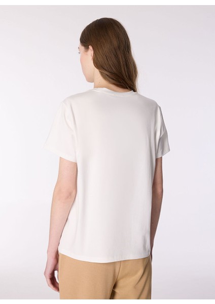 Ekru Kadın Relaxed Baskılı T-Shirt M4WL-TST-1094 indirimleri