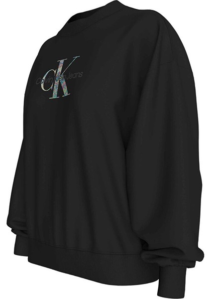 Siyah Kadın Bisiklet Rahat Baskılı Sweatshirt J20J224724BEH