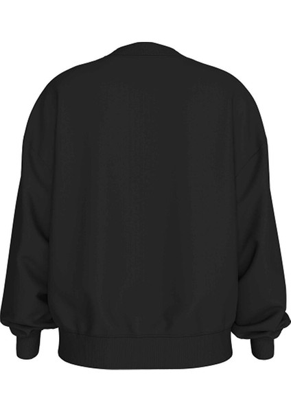 Siyah Kadın Bisiklet Rahat Baskılı Sweatshirt J20J224724BEH