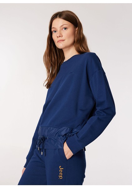 Lacivert Kadın Bisiklet Yaka Loose Fit Sweatshirt C4WL-SWT4806 modelleri