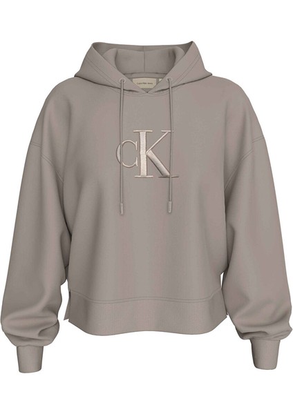 Gri Kadın Kapüşon Standart Baskılı Sweatshirt J20J224718PAN
