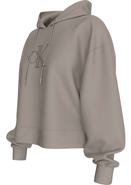 Gri Kadın Kapüşon Standart Baskılı Sweatshirt J20J224718PAN