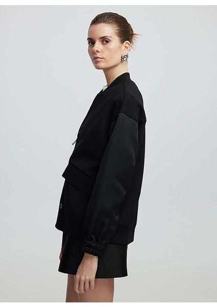 Ipekyol Siyah Kadın Bisiklet Regular Fit Düz Sweatshirt IS1250091017