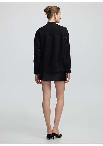 Ipekyol Siyah Kadın Bisiklet Regular Fit Düz Sweatshirt IS1250091017