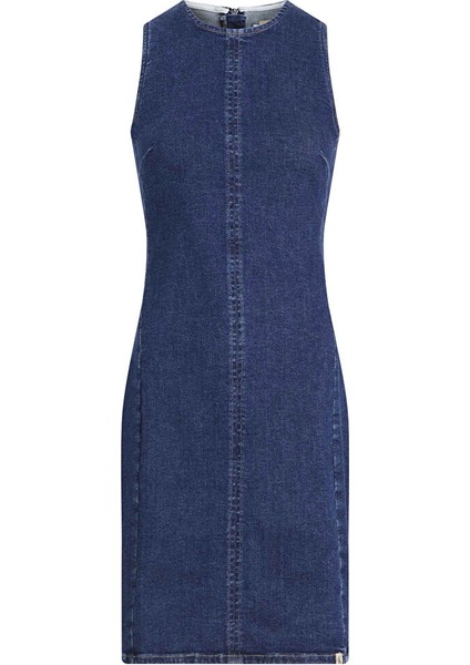 Koyu Mavi Kadın Düz Denim Elbise J20J2245281BJ