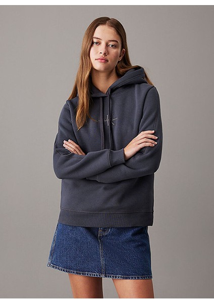 Siyah Kadın Kapüşon Standart Nakışlı Sweatshirt J20J223536BAN
