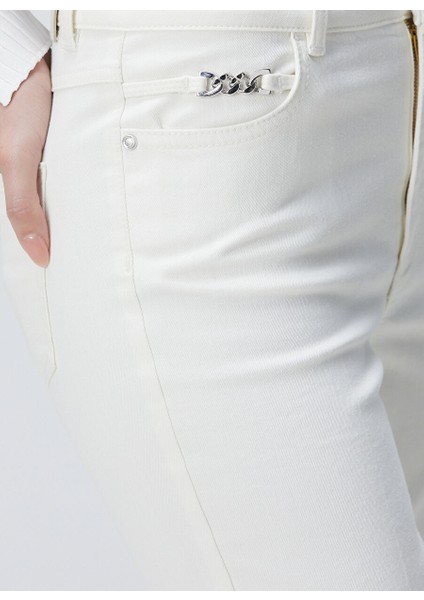 Kırık Beyaz Kadın Flare Denim Pantolon 1094362 indirimleri