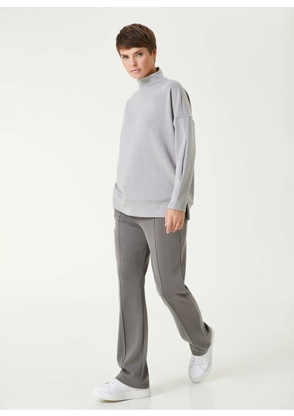 Gri Kadın Dik Basic Düz Sweatshirt 1092578 modelleri