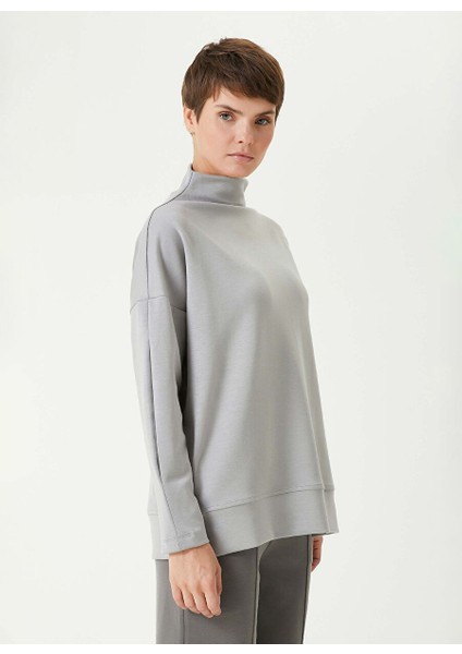 Gri Kadın Dik Basic Düz Sweatshirt 1092578 fırsatları