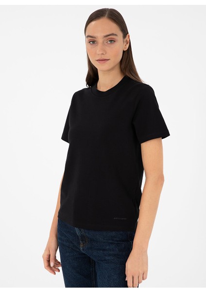 Siyah Kadın Slim Fit Düz T-Shirt Sımo modelleri