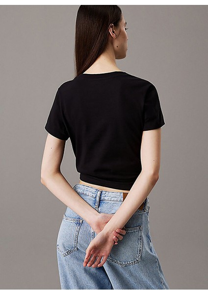 Siyah Kadın Normal T-Shirt J20J225540BEH