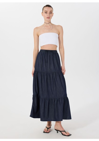 Lacivert Kadın Denim Etek M5SL-ETK1613