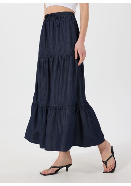 Lacivert Kadın Denim Etek M5SL-ETK1613