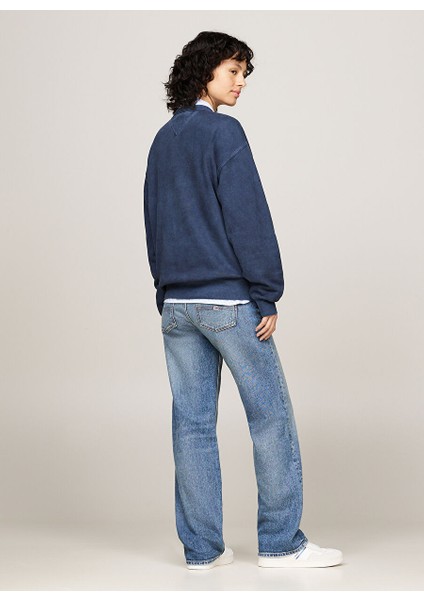 Nakışlı Bisiklet Yaka Lacivert Kadın Sweatshirt Tjw Rlx Varsıty Crew fırsatları