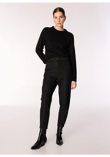 Siyah Kadın Carrot Düz Denim Pantolon F4WL-PNT W71