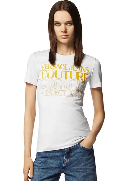 Yuvarlak Yaka Baskılı Beyaz Kadın T-Shirt 76HAHC00 fiyatları