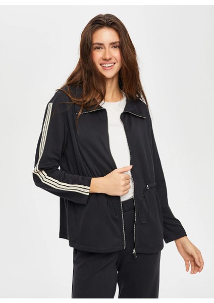 Siyah Kadın Dik Comfort Fit Eşofman Üstü US25ESU007 modelleri