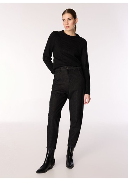 Siyah Kadın Carrot Düz Denim Pantolon F4WL-PNT W71