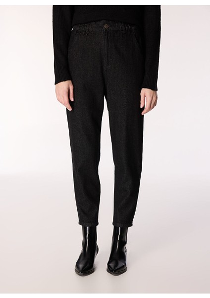 Siyah Kadın Carrot Düz Denim Pantolon F4WL-PNT W71