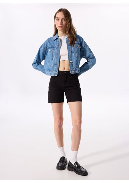 Siyah Kadın Normal Yıkamalı Denim Şort Jodıe - 1110