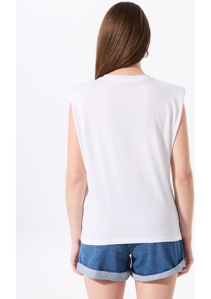 Kırık Beyaz Kadın Relaxed Baskılı T-Shirt F5SL-TST0372 indirimleri
