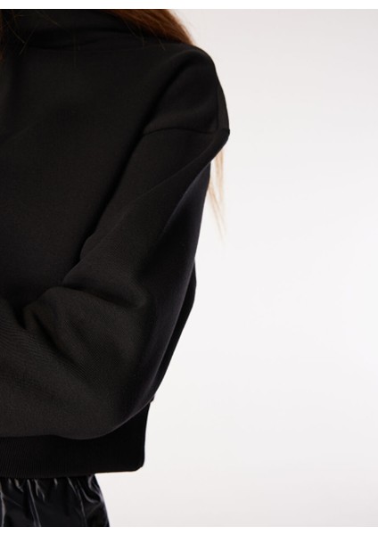 Siyah Kadın Dik Yaka Düz Sweatshirt Veja fırsatları