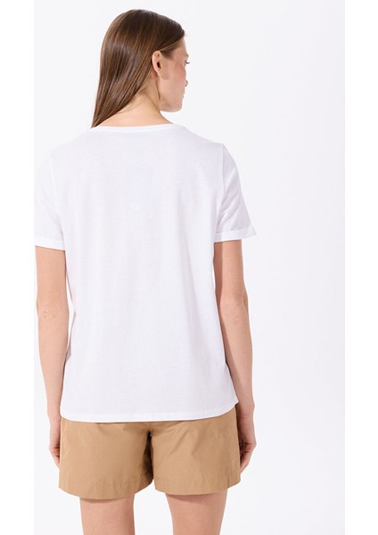 Kırık Beyaz Kadın Relaxed Baskılı T-Shirt F5SL-TST0176 indirimleri
