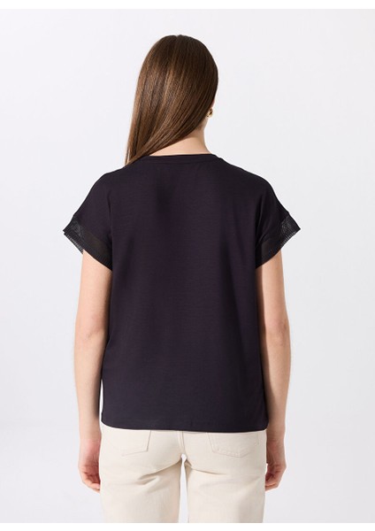 Siyah Kadın Bisiklet Yaka Loose Fit T-Shirt F5SL-TST0087 indirimleri