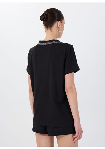 Siyah Kadın V Yaka Basic T-Shirt FC4SL-TST0708 indirimleri