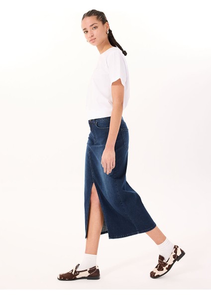 Koyu Indigo Kadın Denim Etek M4WL-ETK-1231