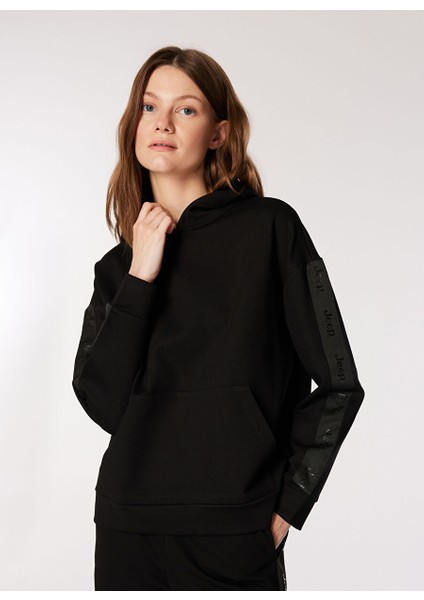 Siyah Kadın Kapüşonlu Loose Fit Sweatshirt J4WL-SWT7401 modelleri